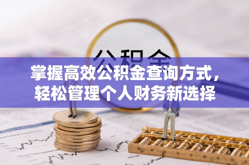 慈溪掌握高效公积金查询方式，轻松管理个人财务新选择